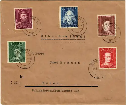 GG: Lettre de phrase Cracovie 3 après repas, faux cachet 16.8.46 au lieu de 44