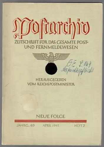 Archives postales: Volume 69, 1941, Bulletin 2, lié, sujets voir description