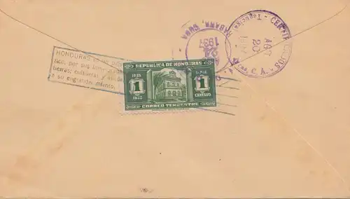 Honduras: 1937: letter from Puerto Castilla to La Habana, registered