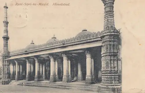 India 1909: post card Ahmedabad to Mulhouse