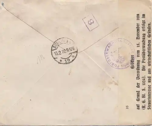 India 1922 réist. Bombay-Berlin, opened Reichsfinanzverwaltung, Postsichtung
