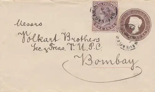 India 1890: small letter to Bombay