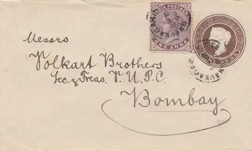 India 1890: small letter to Bombay