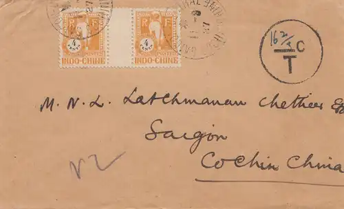 India 1927: letter to Saigon, Taxe