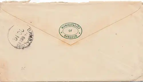 India: Letter Rangoon to Bangalore