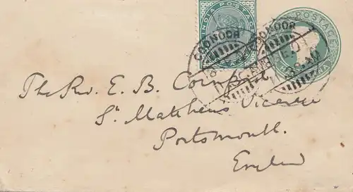 India 1901: Coonoca to Porthmouth/Angleterre