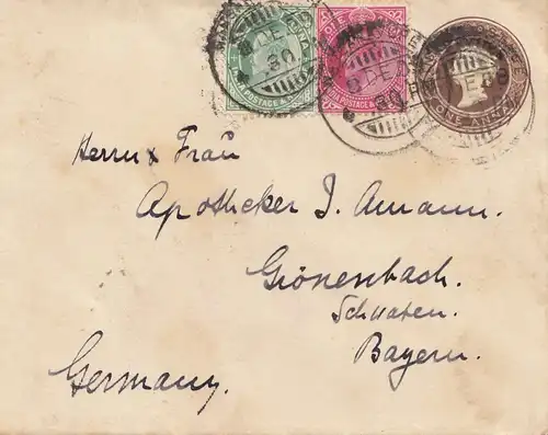 India 1909: letter to Gönenbach/Bayern/Germany
