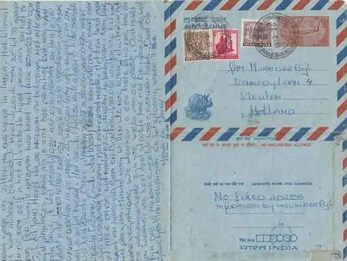 India 1976: letter to Vleuters/Holland