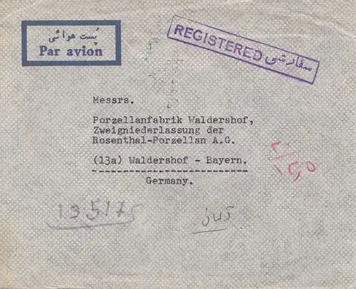 1956 Téhéran to Waldershof, Registered