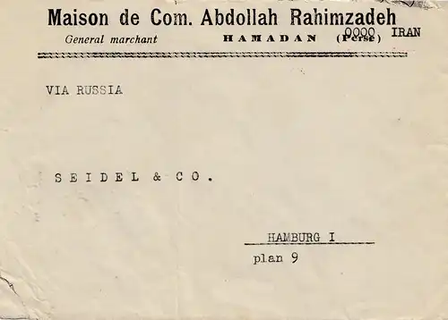 letter Hamadan to Hamburg