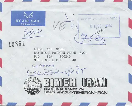 1976: air mail Teheran to BMW