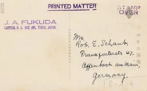 Japan 1925: post card Tokyo to Offenbach