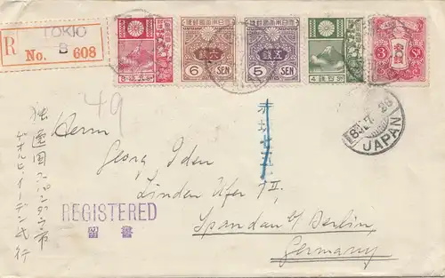 Japon 1926: registered Tokyo to Spandau