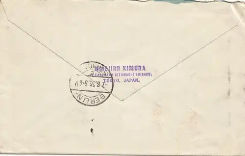 Japon 1926: registered Tokyo to Spandau