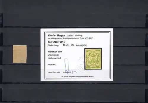 Oldenburg: MiNum. 10b, non utilisé, BPP résultat