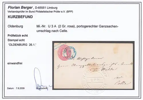 Oldenburg, U 3 A, Oldenburg d'après Celle, BPP résultats