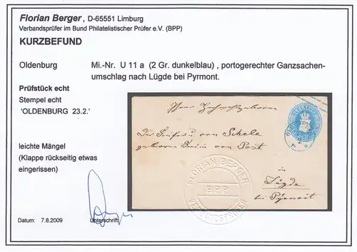 Oldenburg: MiN° U 11 a, Oldenburg après Lügde/Pyrmont, BPP résultats