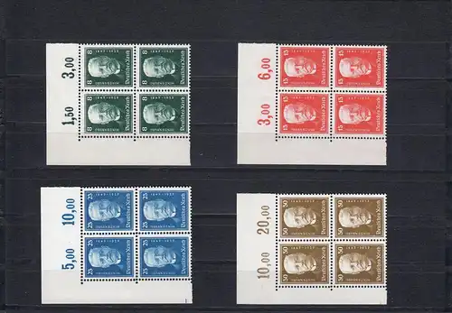 DR: MiNr. 403 - 406, postfrisch, Eckrand Viererblock