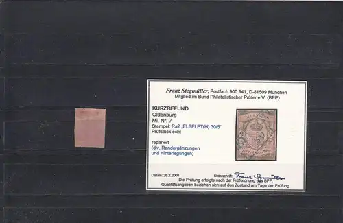 Oldenburg: MiN° 7, cacheté Elsfleth, BPP résultat