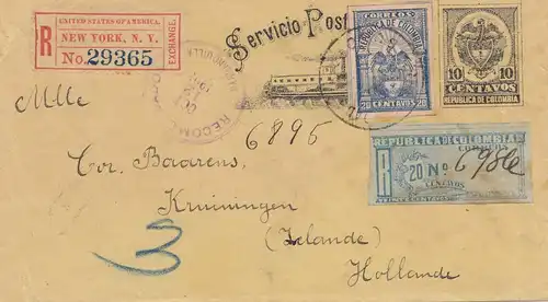 Colombia 1903: Registered New York to Krimmingen/Holland