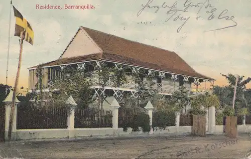 Colombia post card Barranquilla via Hambourg-American ligne, High Sea Posted