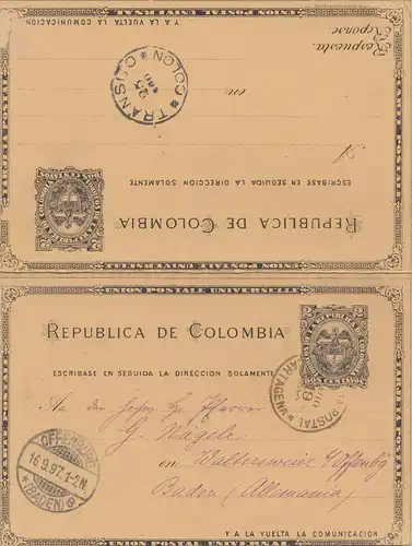 Colombia 1897: Cartagena to Offenbach, Q/A post card