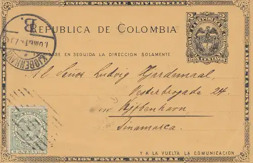Colombia 1903: post card to Copenhague /Danemark
