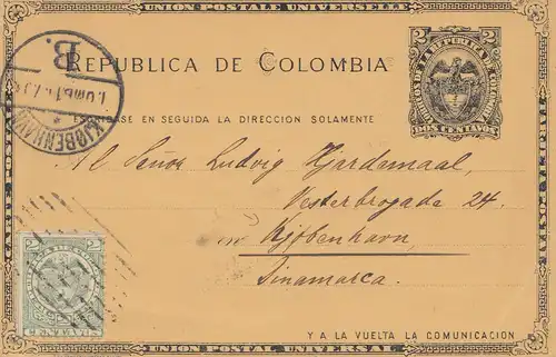 Colombia 1903: post card to Kopenhagen /Denmark