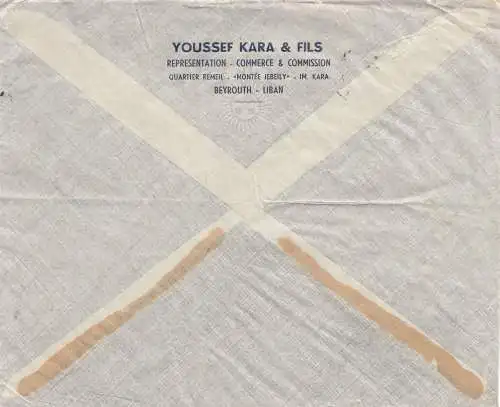 Liban: Beyrouth 1952 letter, par aviation to Oberlungwitz