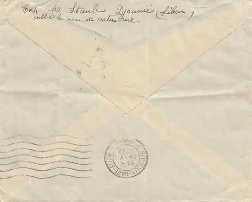 Liban: 1932 Djounie via Beyrouth -Marseille to Lausanne/Switzerland