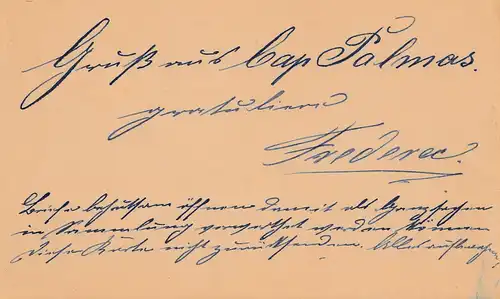 Liberia: 1894_ post card Harper to Altona