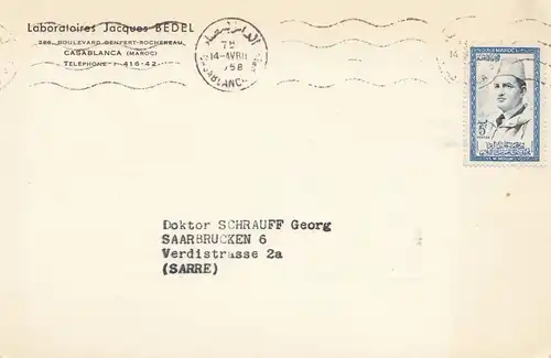 Maroc 1958: Casablanca to Saarbrücken; German text, Medicin