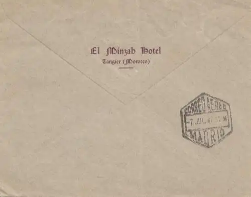 Maroc 1947: Tanger by air mail to Whitehall, Londres