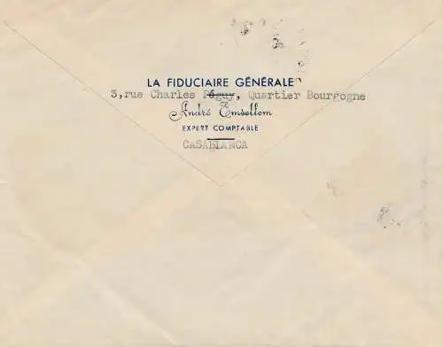 Maroc 1948: air mail Casablanca Registered to Paris