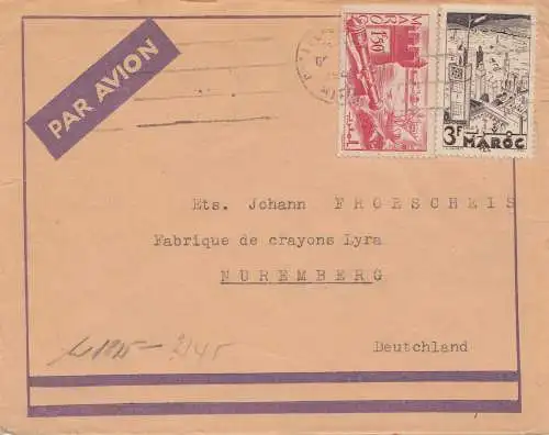Maroc 1942: air mail to Nuremberg, pencil factory, cessor
