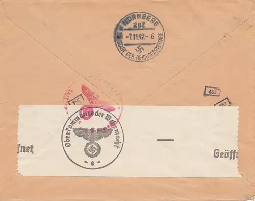 Maroc 1942: air mail to Nürnberg, pencil factory, censor