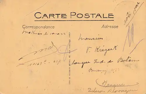 Maroc 1922: post card Panorama de la ville Sainte to Praque