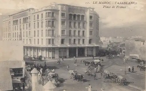 Maroc 1916: post card Casablanca, Place de France, to St. Denis
