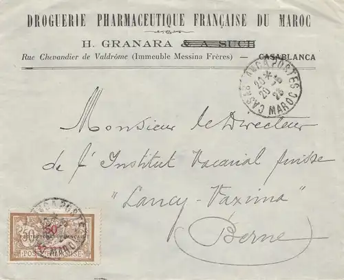 Maroc 1923: Casablanca to Berne, Drguerie, Pharamceutique Francaise