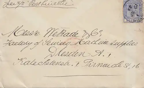 Maurice: 1923: Banque d'Inde à Dresde/Germany