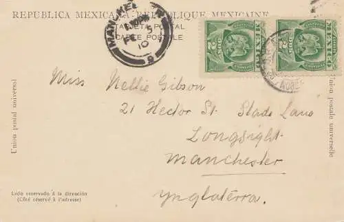 Mexico 1910: post card Guaymas to Manchester