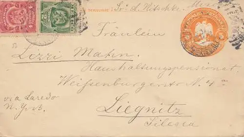 Mexico 1911: letter via New York to Liegnitz