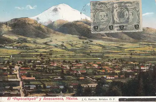 Mexico 1920: post card Popocatepetl to Sonneberg/Germany