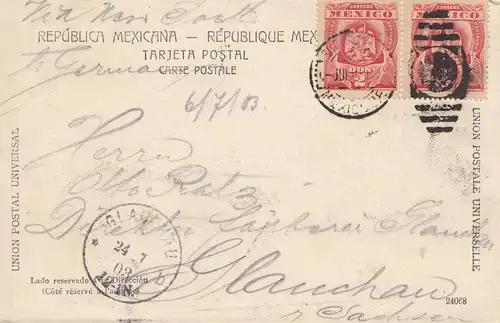 Mexico 1903: post card Chapultepec/Restaurant to Glauchau