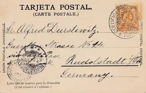 Mexico 1904: post card Tehuantepec Rudolstadt/Germany