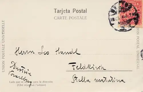Mexico 1907: post card Cuernavaca to Feldkirch