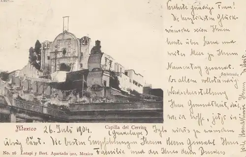 Mexico 1904: post card MEXico Capilla del Cerrito to Innsbruck/Autria