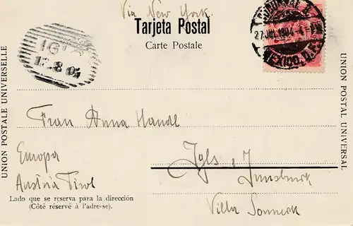 Mexico 1904: post card MEXico Capilla del Cerrito to Innsbruck/Autria