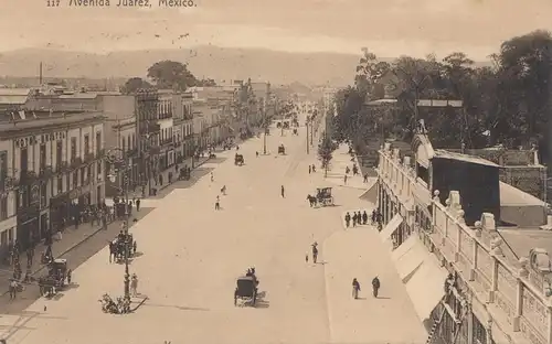 Mexico 1908: post card MEXico city Avenida Juarez to Johanngeorgenstadt
