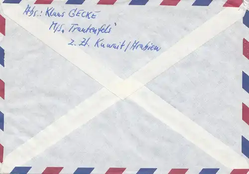 Koweït: 1963, air mail to Berlin.